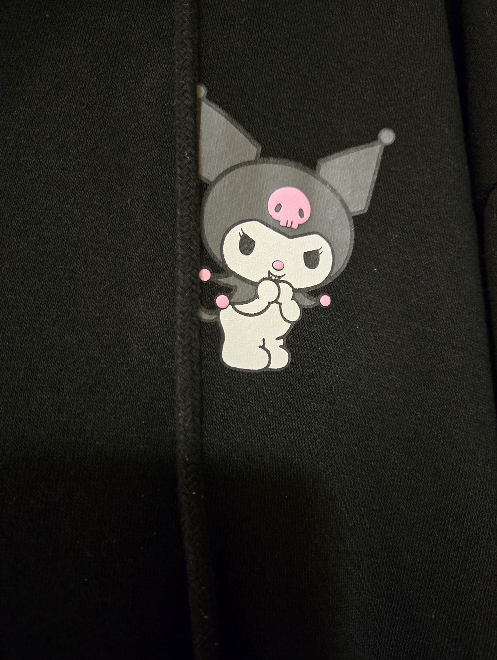 Forever 21 Black Zip-Up Kuromi Hoodie with Pink Sleeve Accent - Picture 4 of 8
